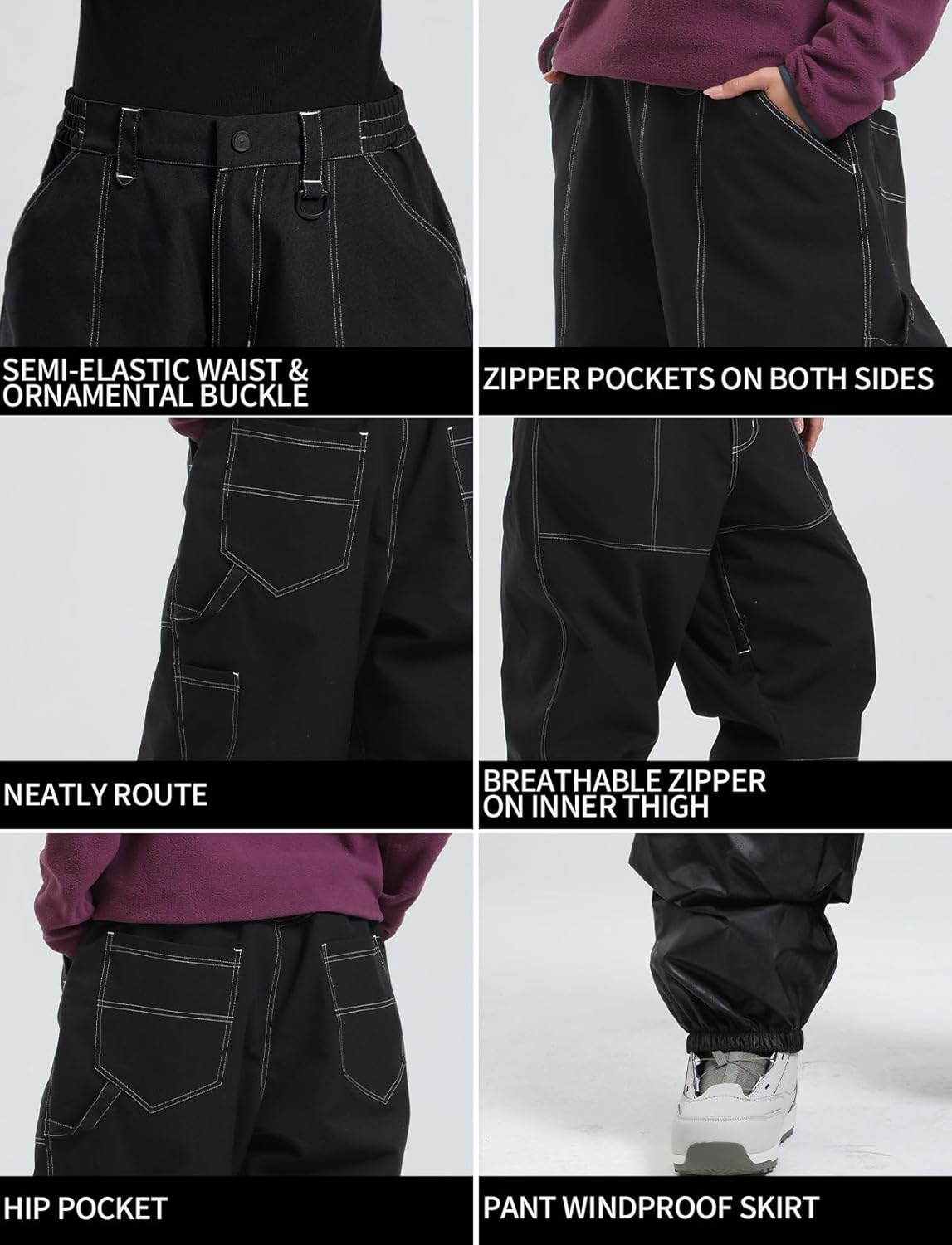 Womens Mens Snowboard Pants Super Baggy Ski Snow Pants