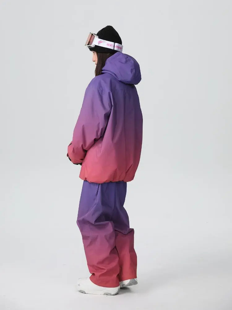 Women Unique 3L Gradient Snowsuits Durable Ski Jacket and Pants