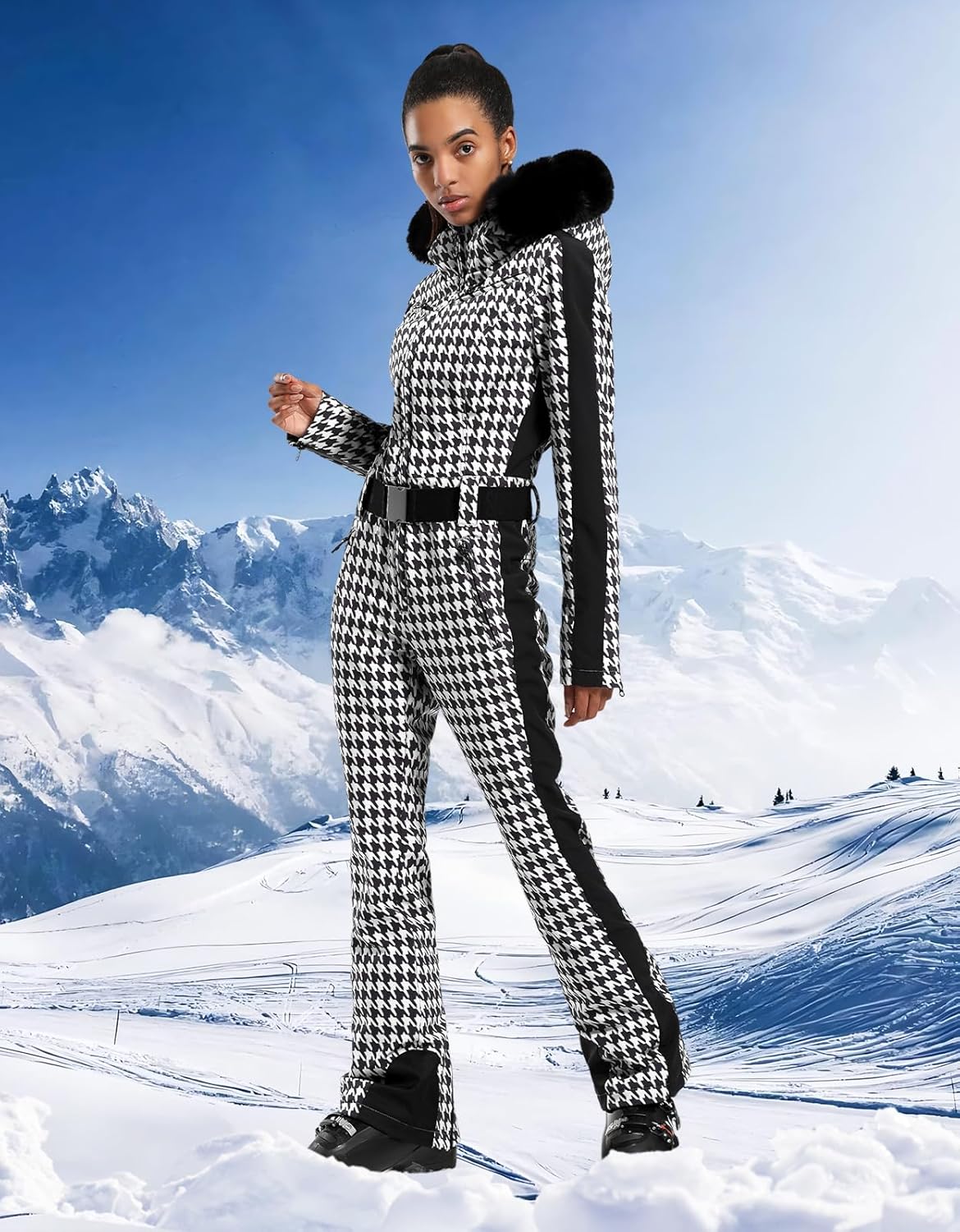 Womens Ski Suit One Piece Snowsuit Snowboard Slim Insulated Jumpsuit