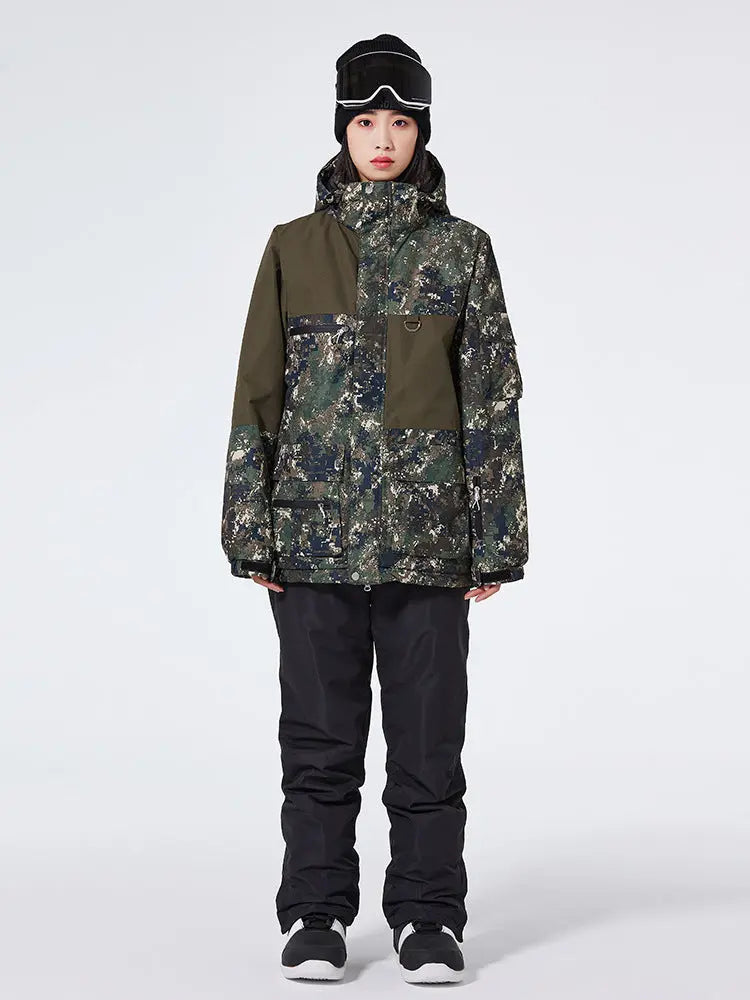 Women’s Floral Printed Snow Jacket and Bib Pants Winter Set