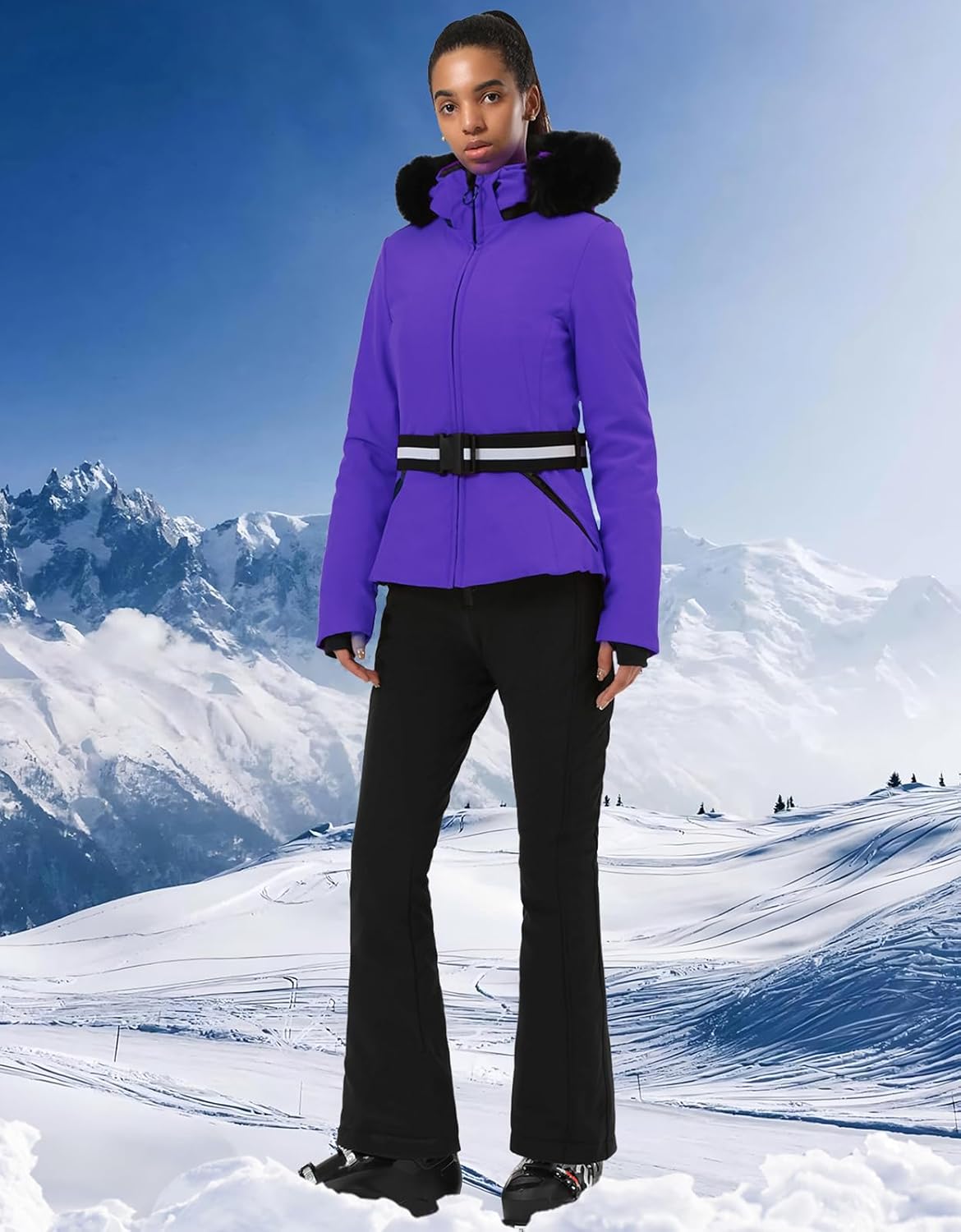 Women's Ski Jacket Snowboard Warm Winter Short Slim Snow Coat Jacket