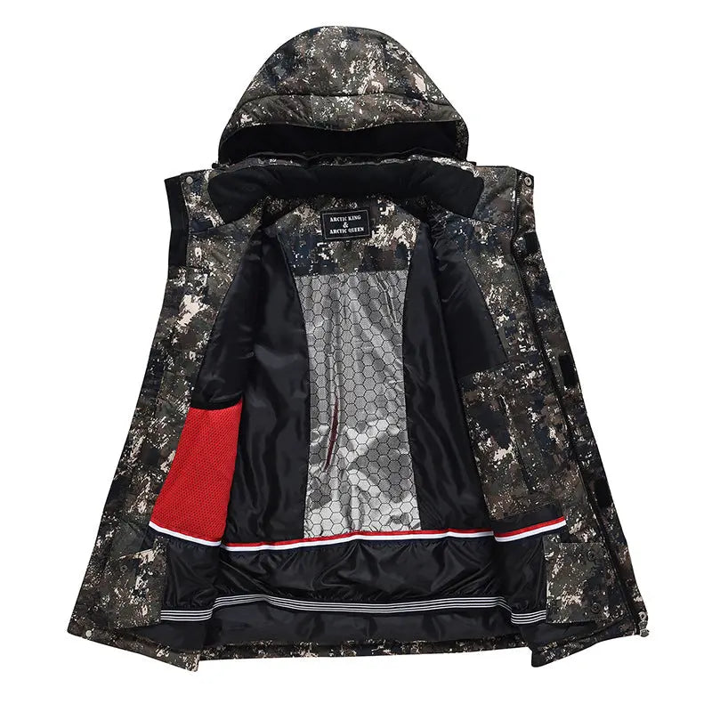 Women’s Floral Printed Snow Jacket and Bib Pants Winter Set