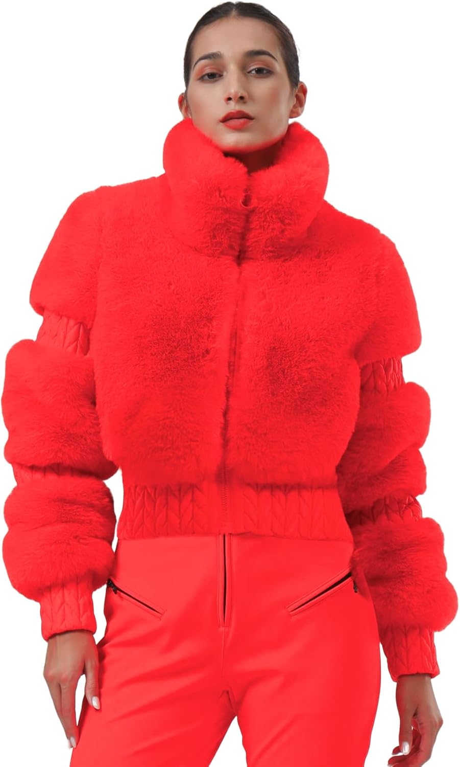 Veste de ski femme snowboard avec fausse fourrure hiver