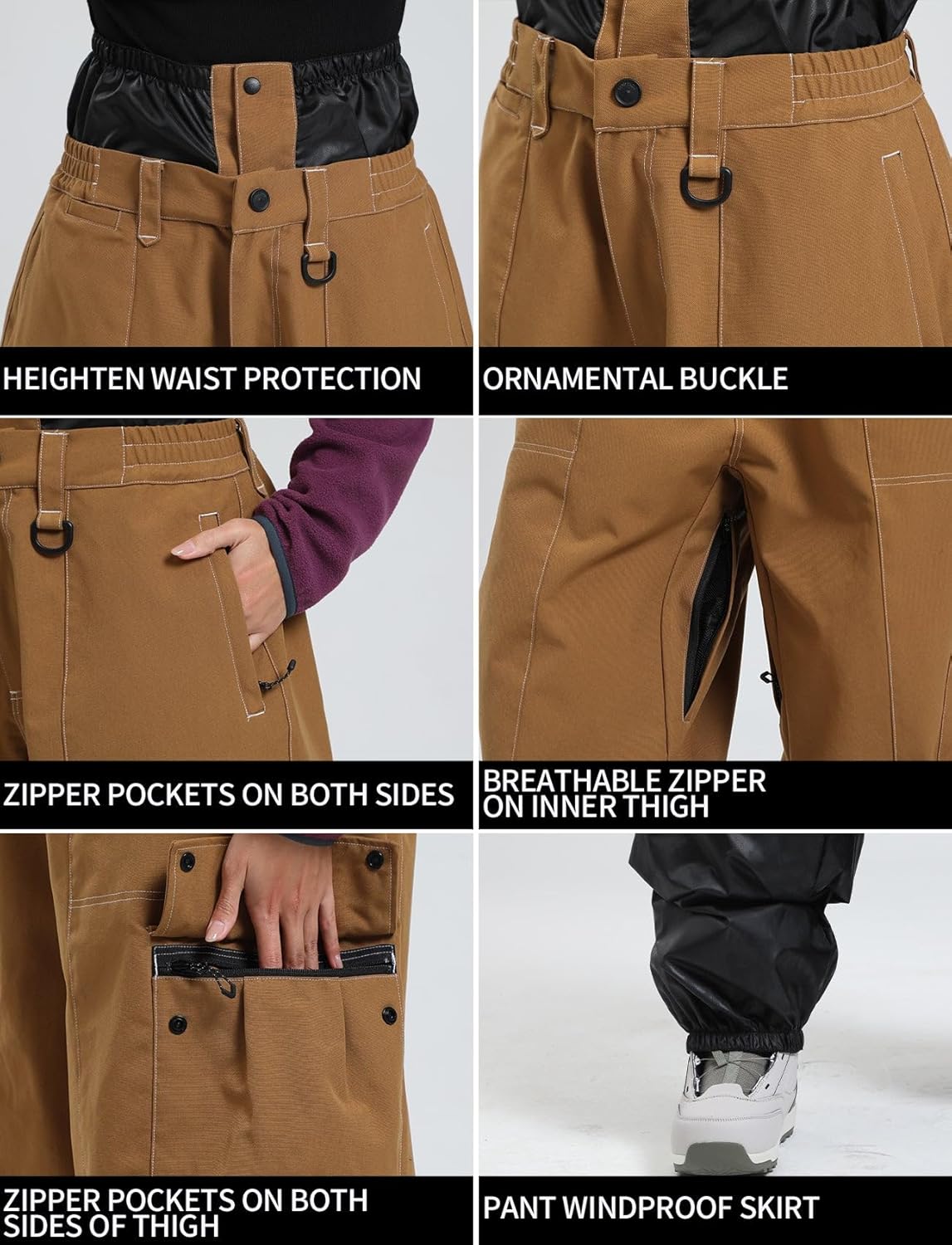 Womens Mens Snowboard Pants Super Baggy Ski Snow Pants