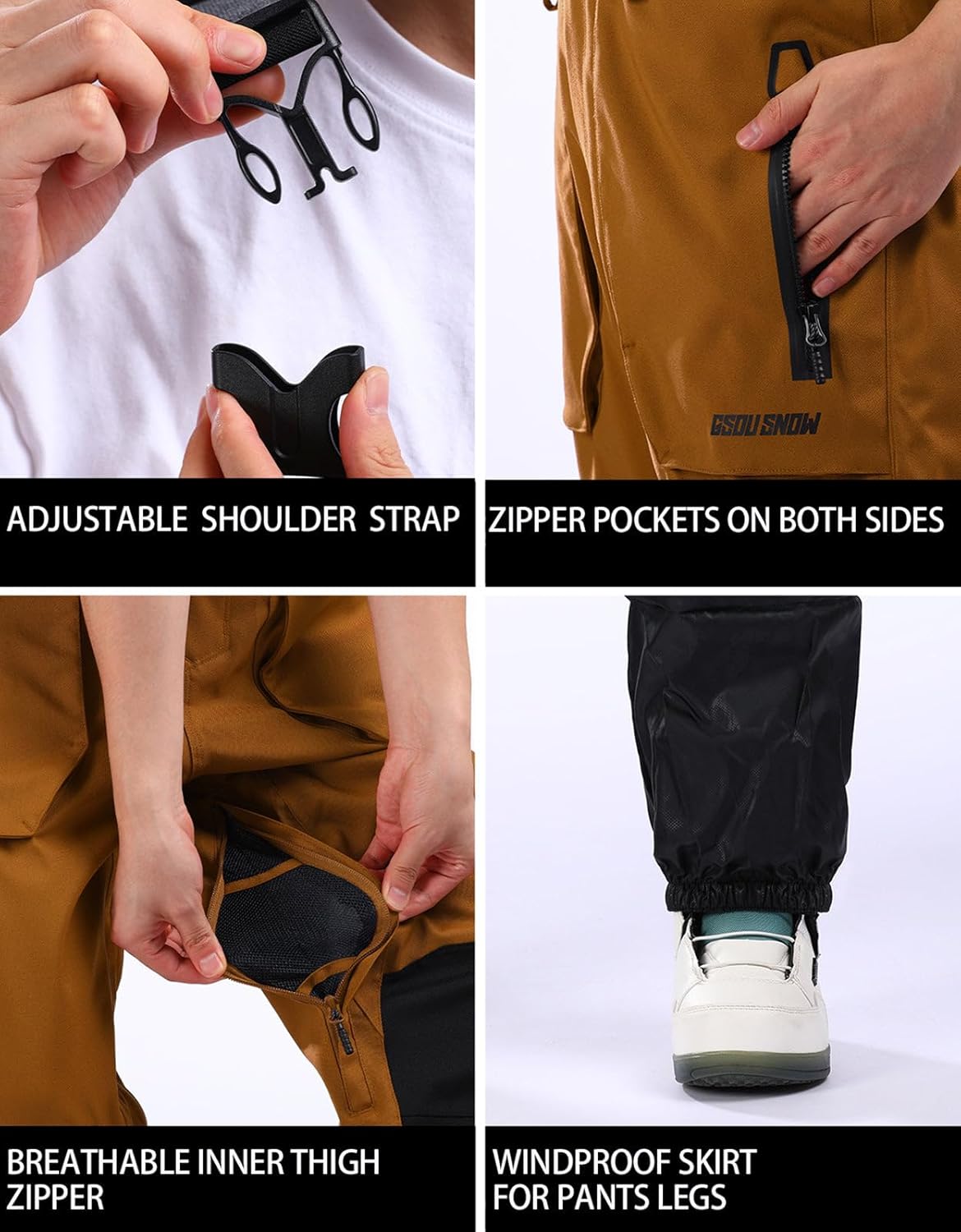 Women Men Ski Bibs Snowboard Pants Snow Bibs