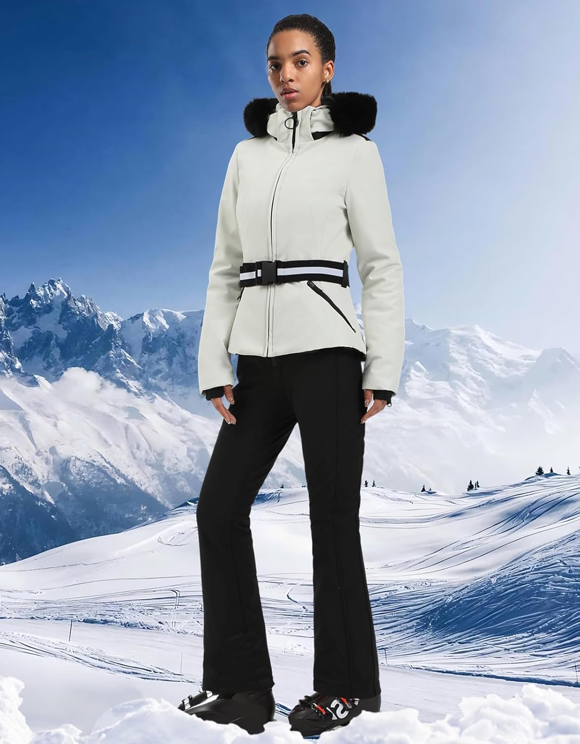 Women's Ski Jacket Snowboard Warm Winter Short Slim Snow Coat Jacket