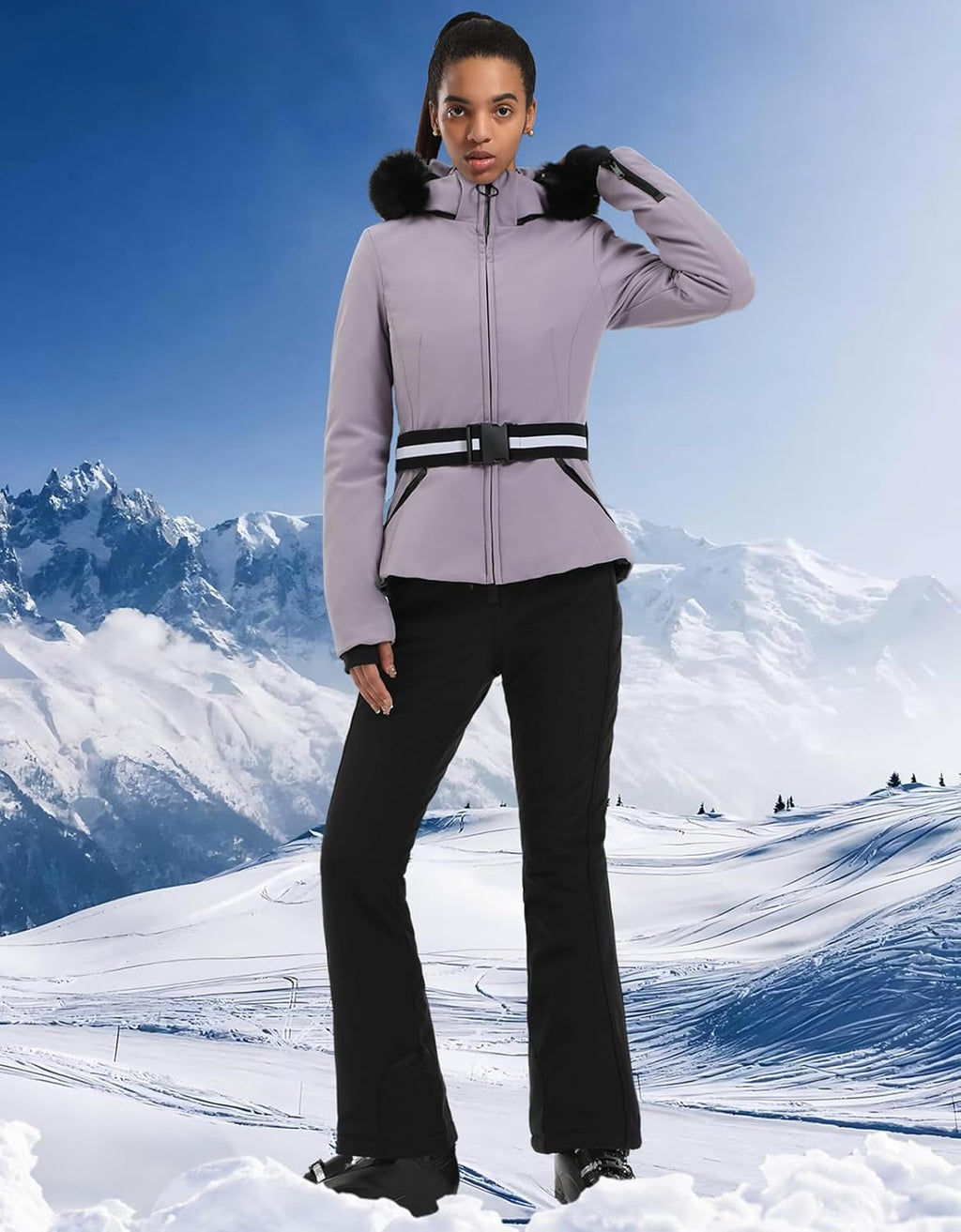 Women's Ski Jacket Snowboard Warm Winter Short Slim Snow Coat Jacket