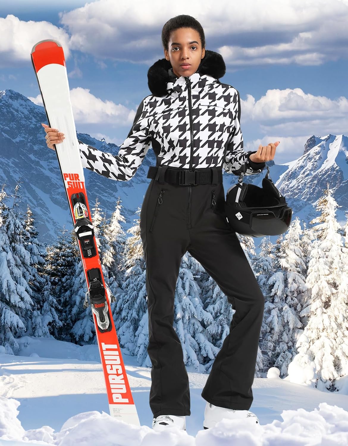 Womens Ski Suit One Piece Snowsuit Snowboard Slim Insulated Jumpsuit