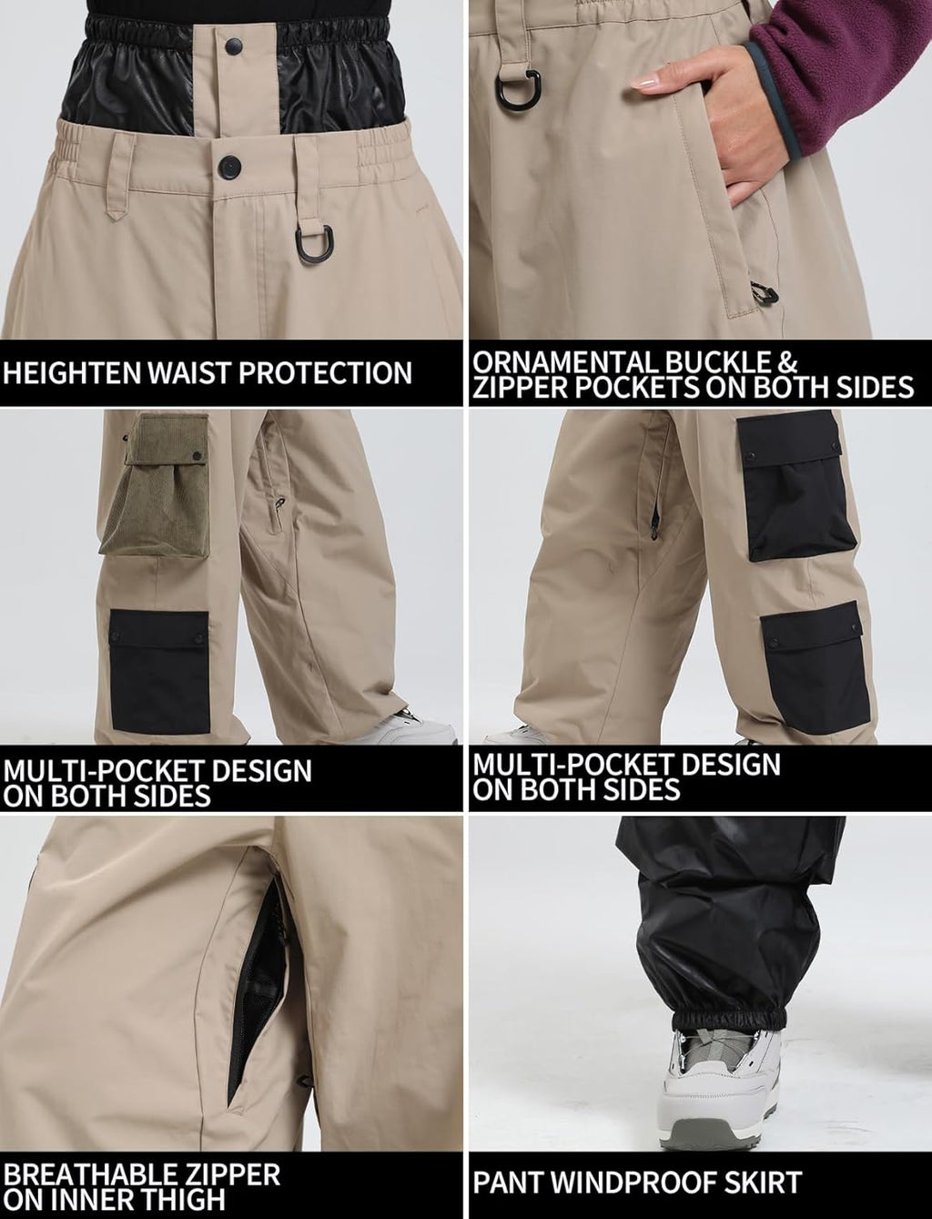 Men Women Ski Pants Baggy Cargo Snowboard Pants