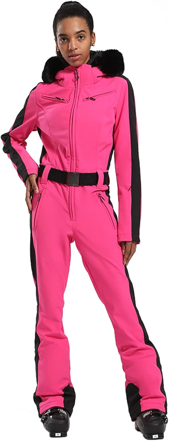 Womens Ski Suit One Piece Snowsuit Snowboard Slim Insulated Jumpsuit