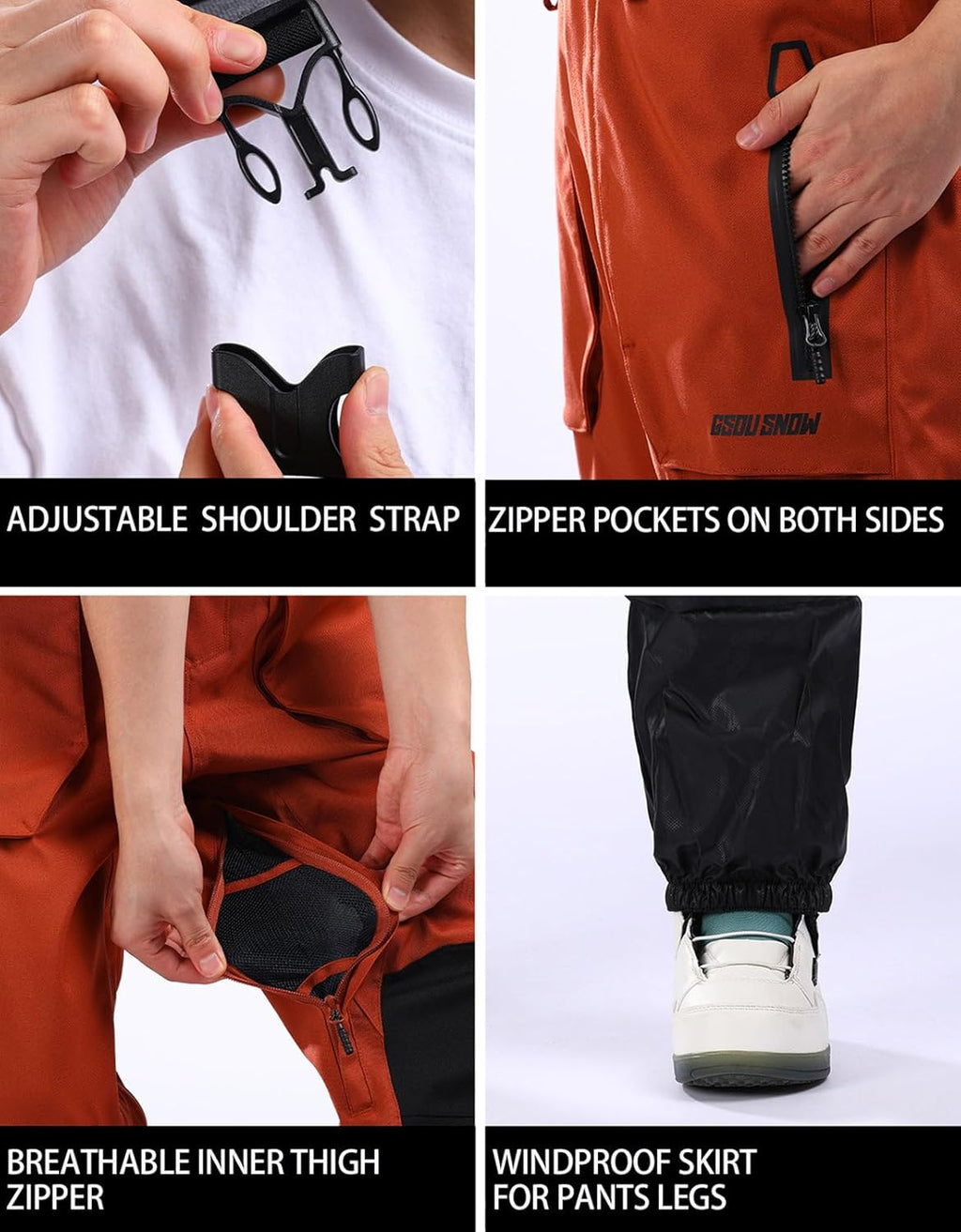 Women Men Ski Bibs Snowboard Pants Snow Bibs