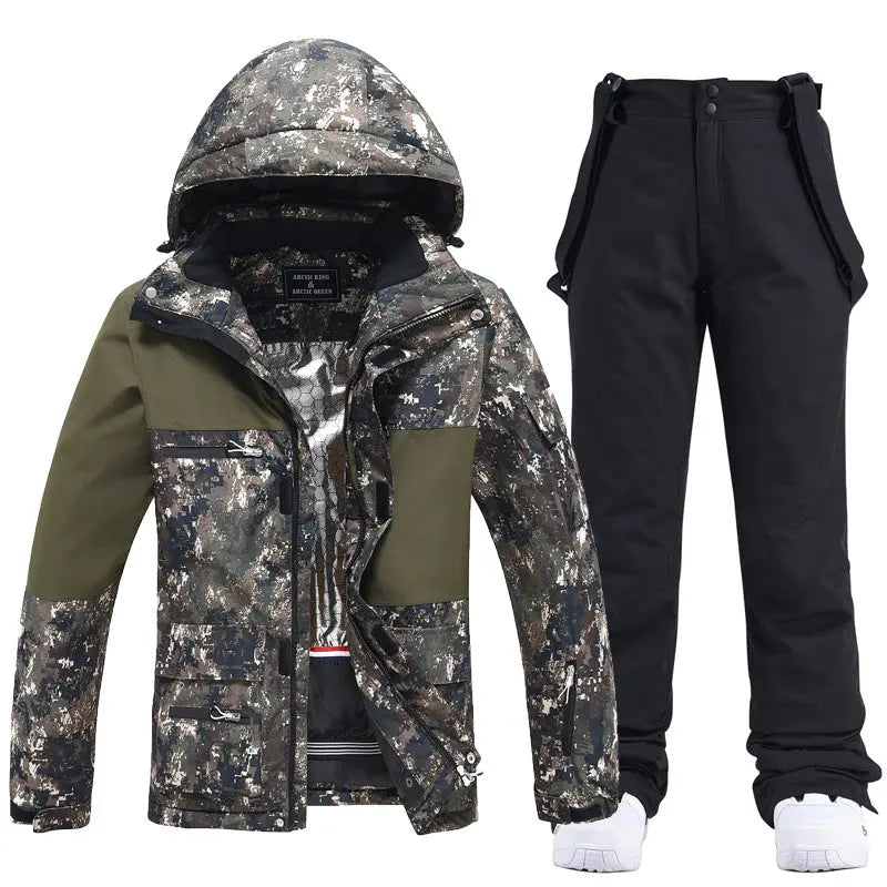 Women’s Floral Printed Snow Jacket and Bib Pants Winter Set