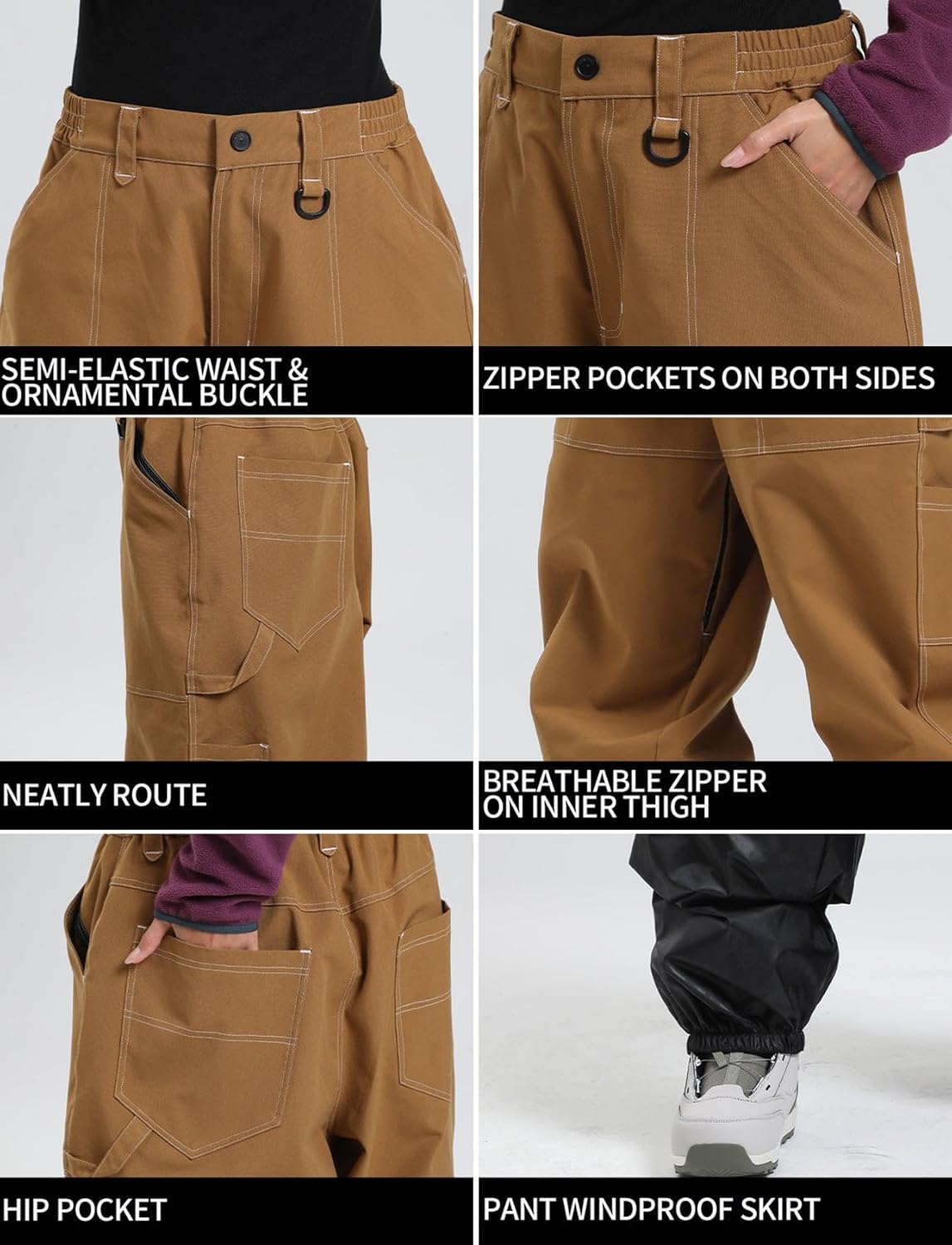 Womens Mens Snowboard Pants Super Baggy Ski Snow Pants