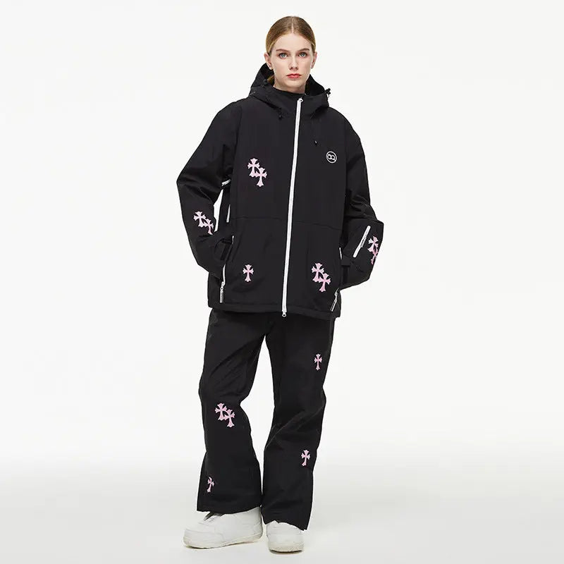 Women’s Ski Outfit Set with Cute Snowboard Jacket and Bib Pants