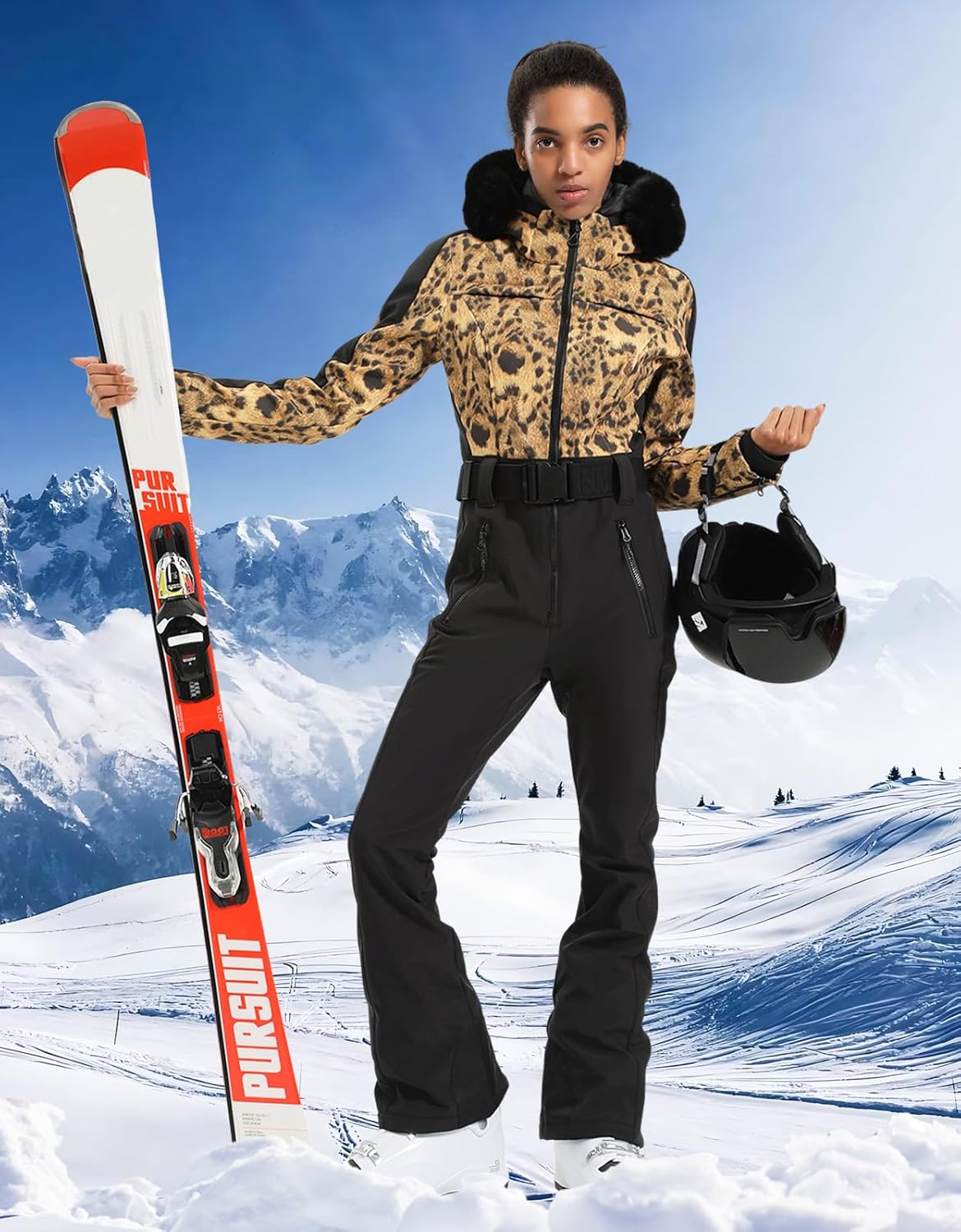 Womens Ski Suit One Piece Snowsuit Snowboard Slim Insulated Jumpsuit