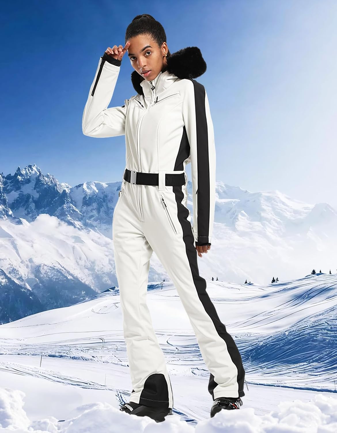 Womens Ski Suit One Piece Snowsuit Snowboard Slim Insulated Jumpsuit