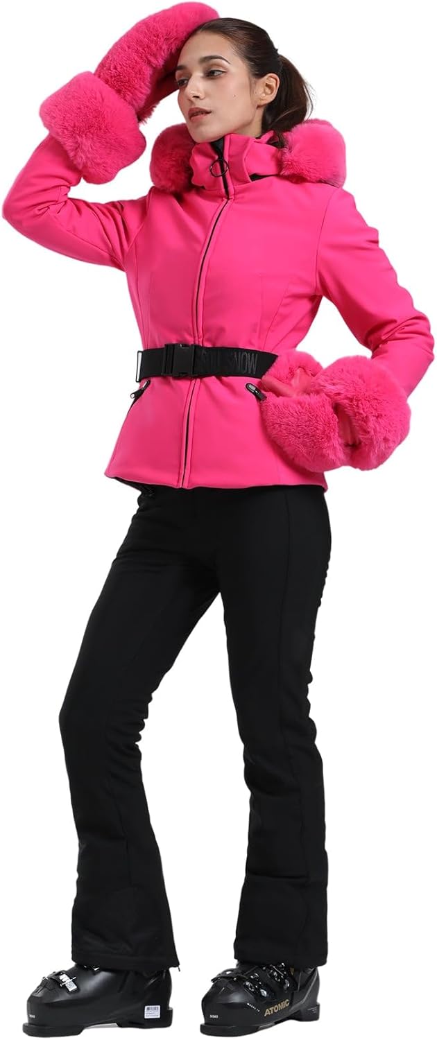 Women's Ski Jacket Snowboard Warm Winter Short Slim Snow Coat Jacket