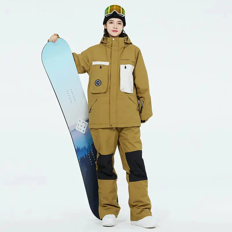 Ensemble de neige femme épais avec salopette assortie