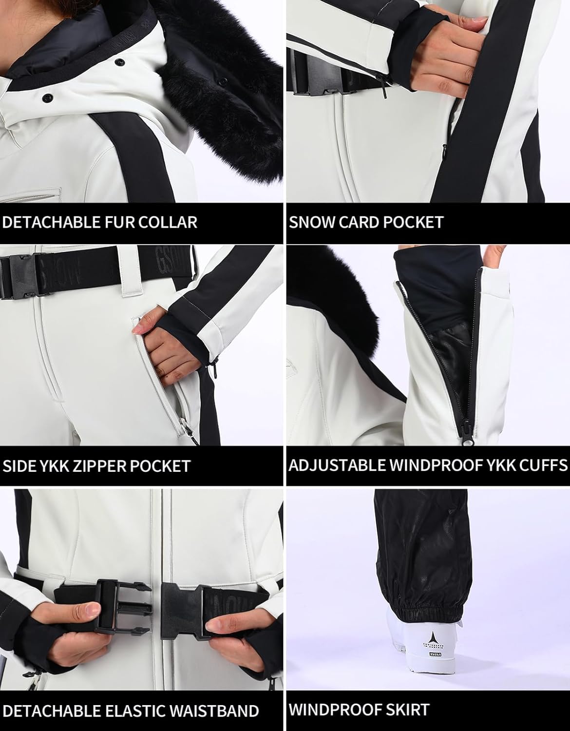 Womens Ski Suit One Piece Snowsuit Snowboard Slim Insulated Jumpsuit