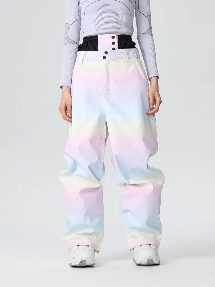 Women Cute Rainbow Snow Suit Winter Outwear for Sports
