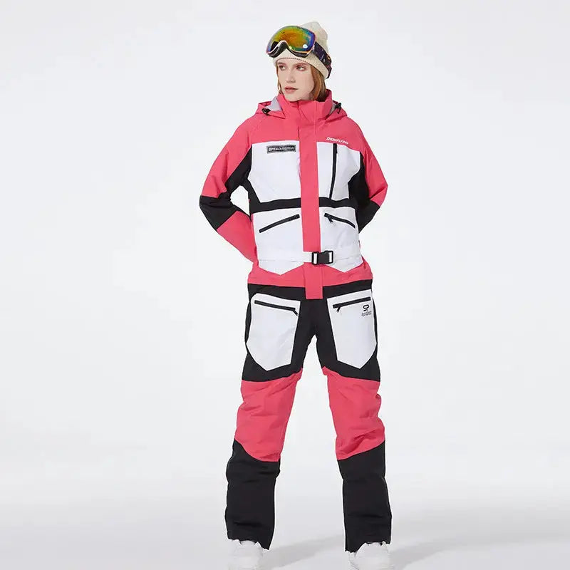 Combinaison de ski une pièce unisexe patchwork hiver