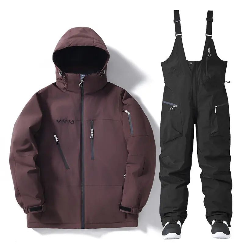 Insulated Snowboard Jacket and Bib Pants Set for Winter Sports