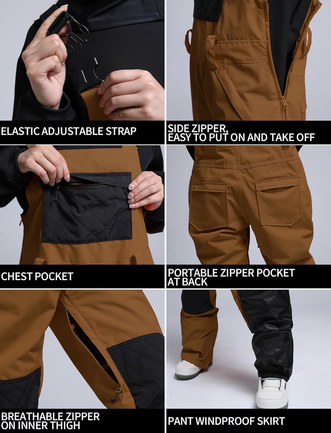 Womens Ski Bibs Snowboard Pants Snow Overalls Waterproof Windproof Winter Outdoor Sports