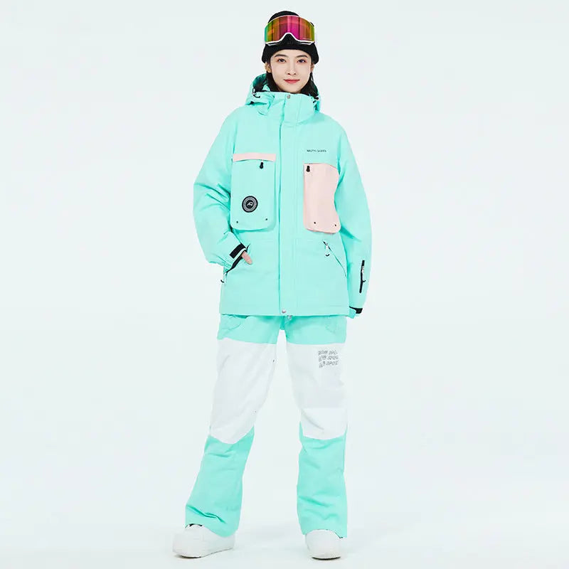 Women’s Winter Hooded Ski Overalls One Piece Snowsuit