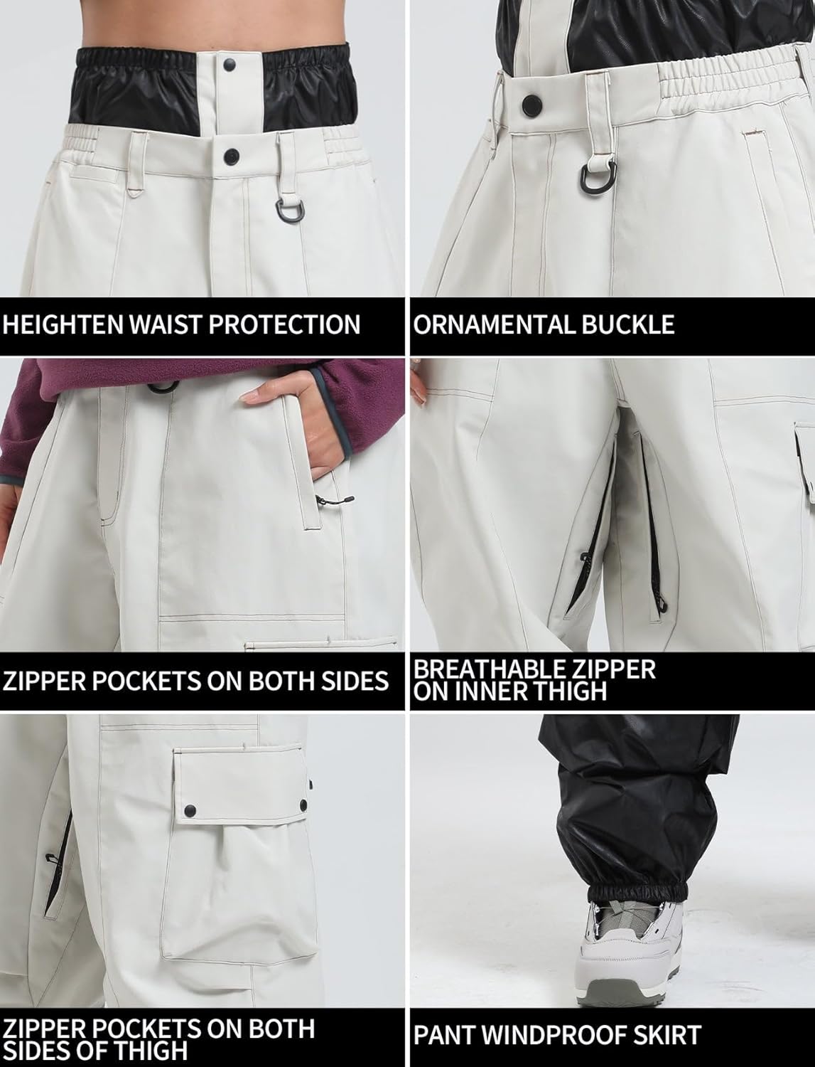 Womens Mens Snowboard Pants Super Baggy Ski Snow Pants