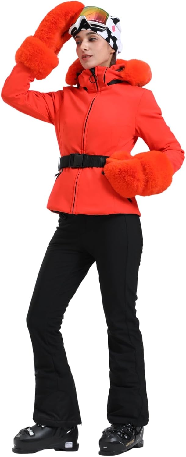 Women's Ski Jacket Snowboard Warm Winter Short Slim Snow Coat Jacket