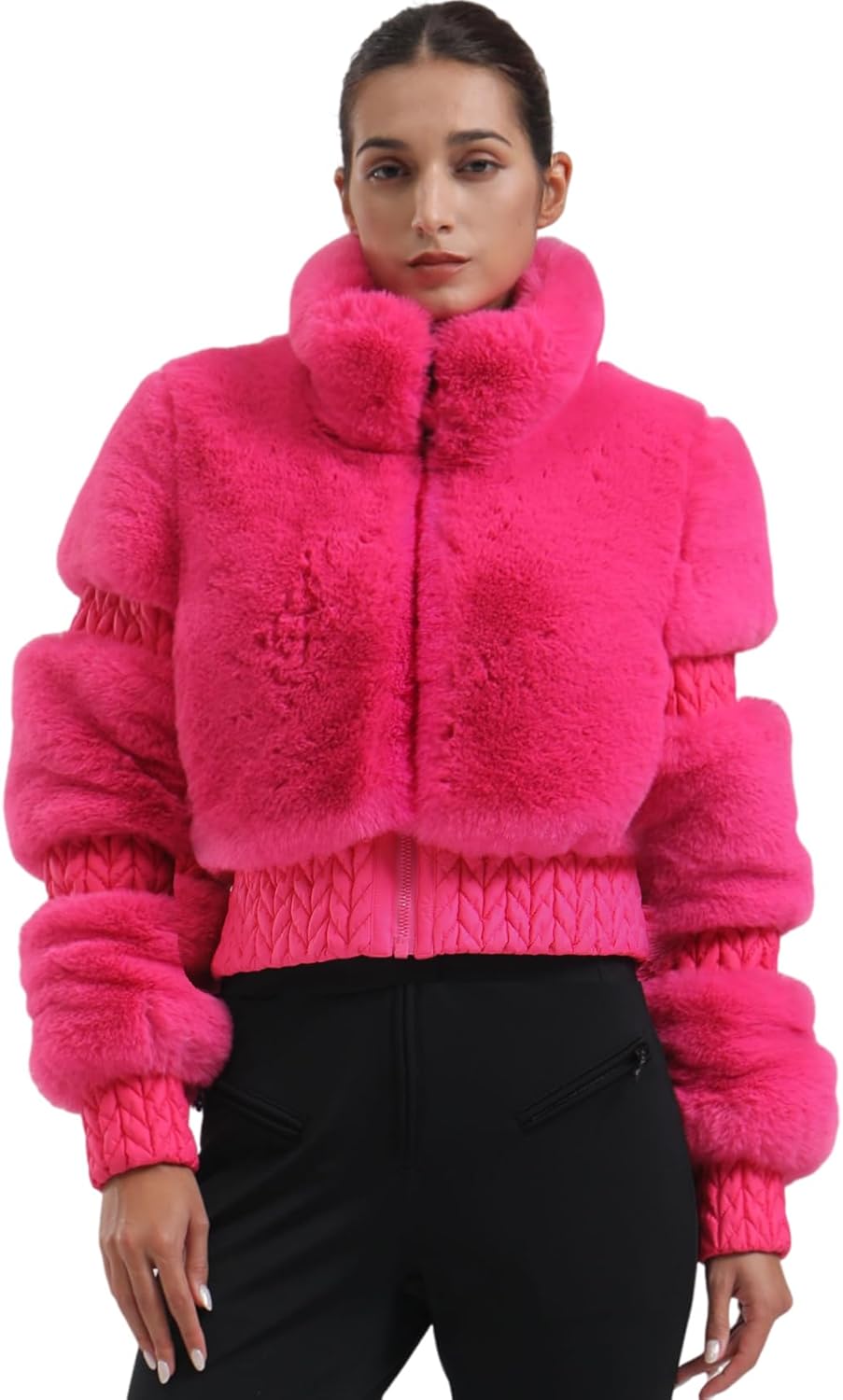 Veste de ski femme snowboard avec fausse fourrure hiver