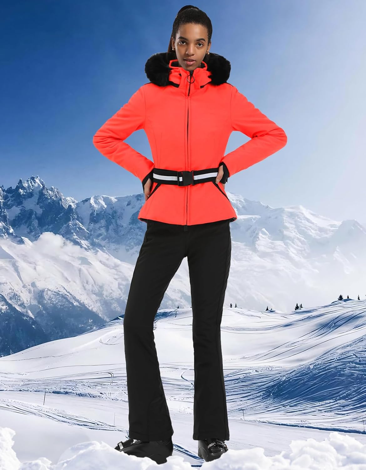 Women's Ski Jacket Snowboard Warm Winter Short Slim Snow Coat Jacket