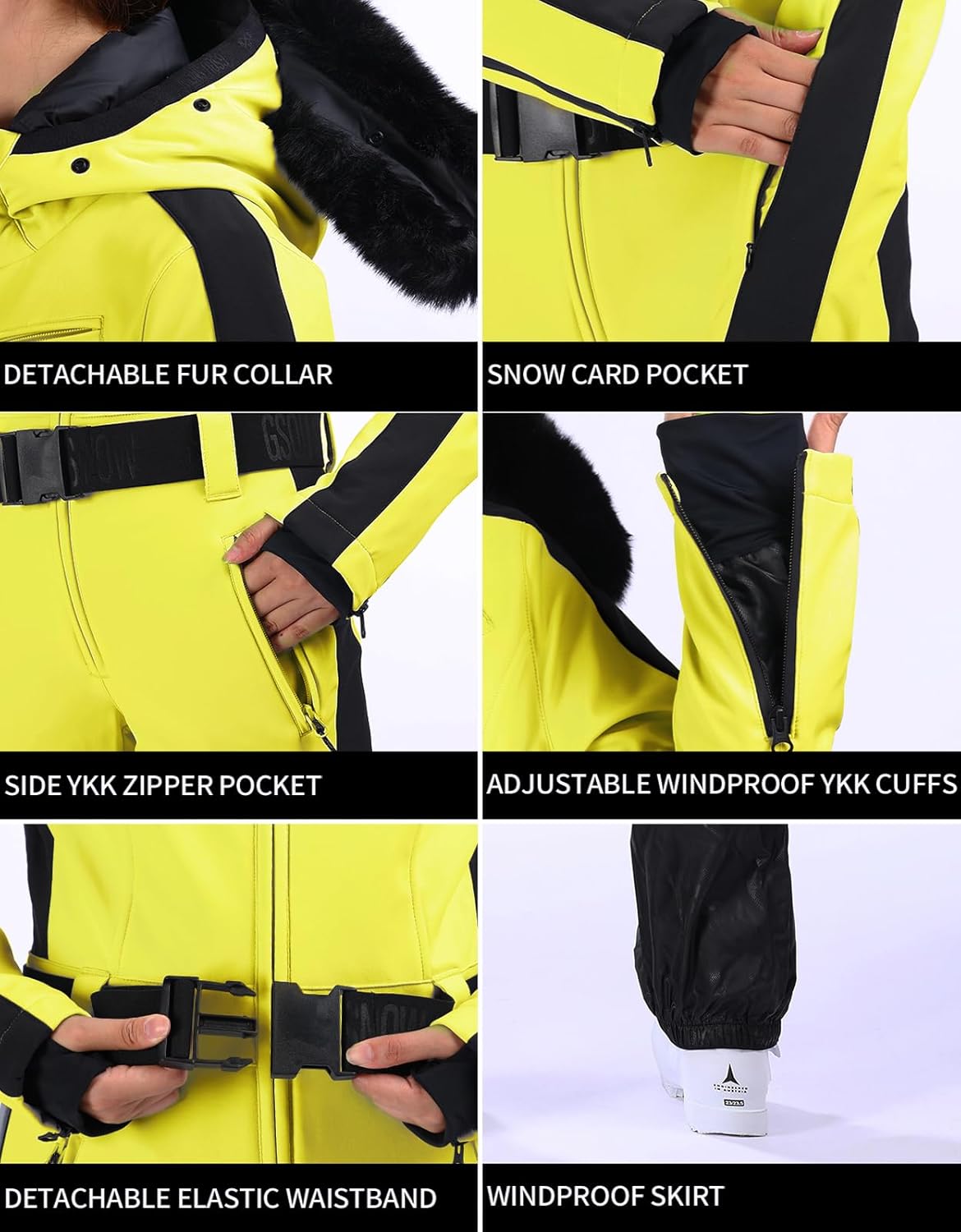 Women's One Piece Ski Suits Slim Waterproof Jumpsuits