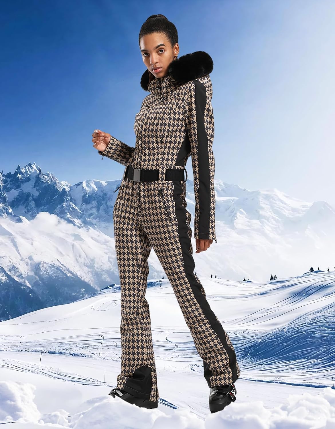 Womens Ski Suit One Piece Snowsuit Snowboard Slim Insulated Jumpsuit