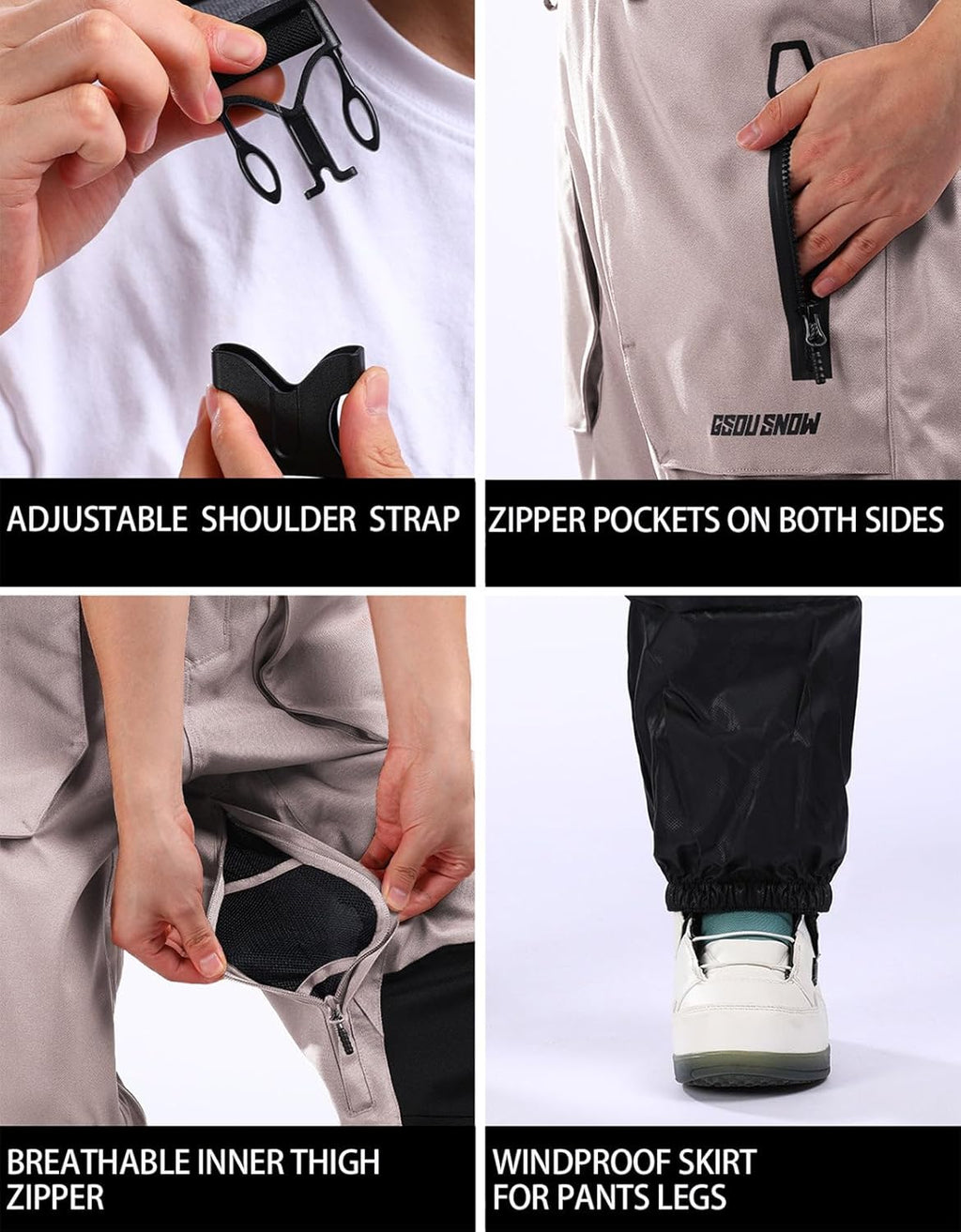 Women Men Ski Bibs Snowboard Pants Snow Bibs