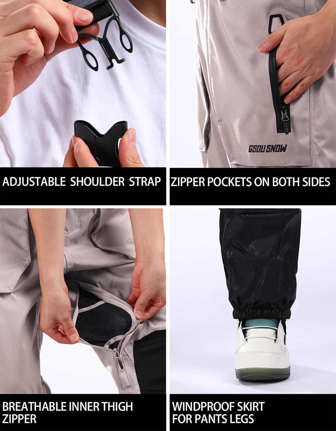 Women Men Ski Bibs Snowboard Pants Snow Bibs
