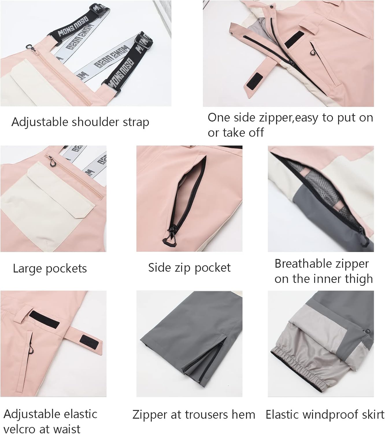 Womens Ski Bibs Snowboard Pants Snow Overalls Waterproof Windproof Winter Outdoor Sports