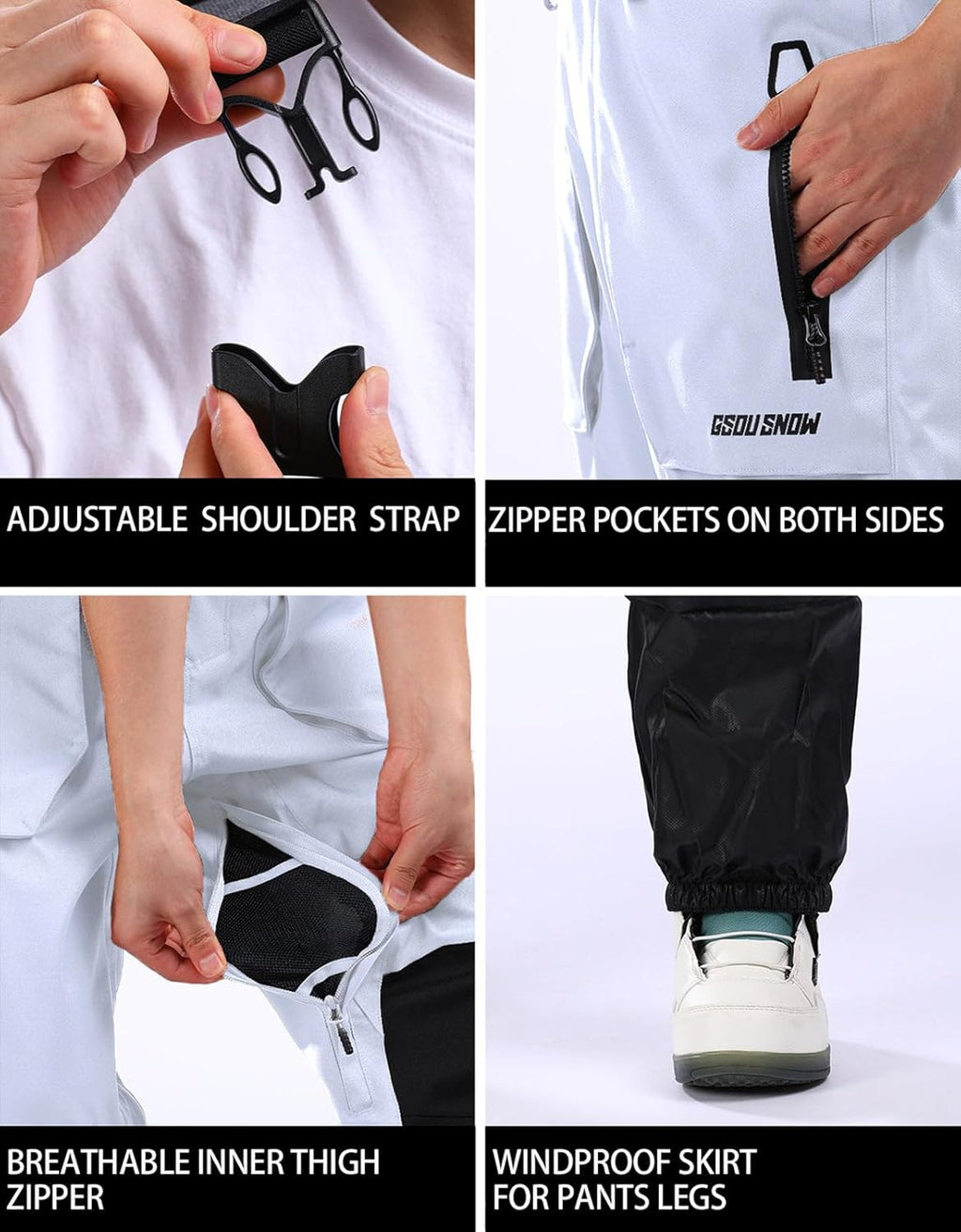 Women Men Ski Bibs Snowboard Pants Snow Bibs