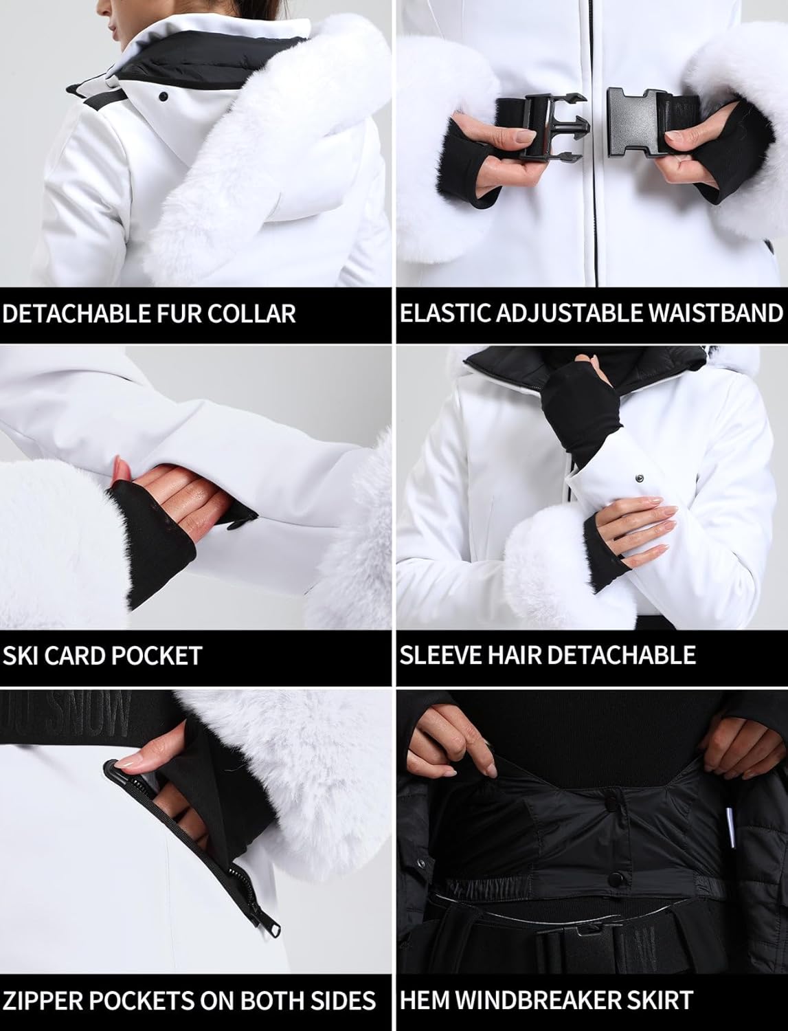 Women's Ski Jacket Snowboard Warm Winter Short Slim Snow Coat Jacket