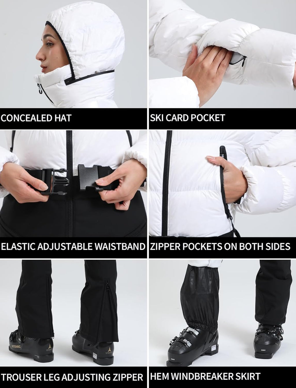 Womens Ski Suits Down One Piece Snowsuit Waterproof Snowboard Jumpsuits
