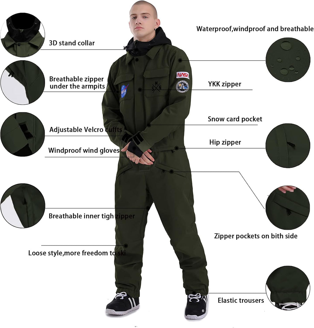 Ski Suits Women Men One Piece Snow Suits Waterproof Windproof Men Snowsuit Insulated Ski Jumpsuit