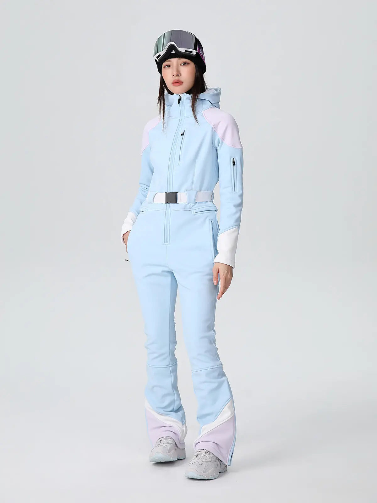 Women’s Fitted Stretch One Piece Flare Ski Jumpsuit Elegant