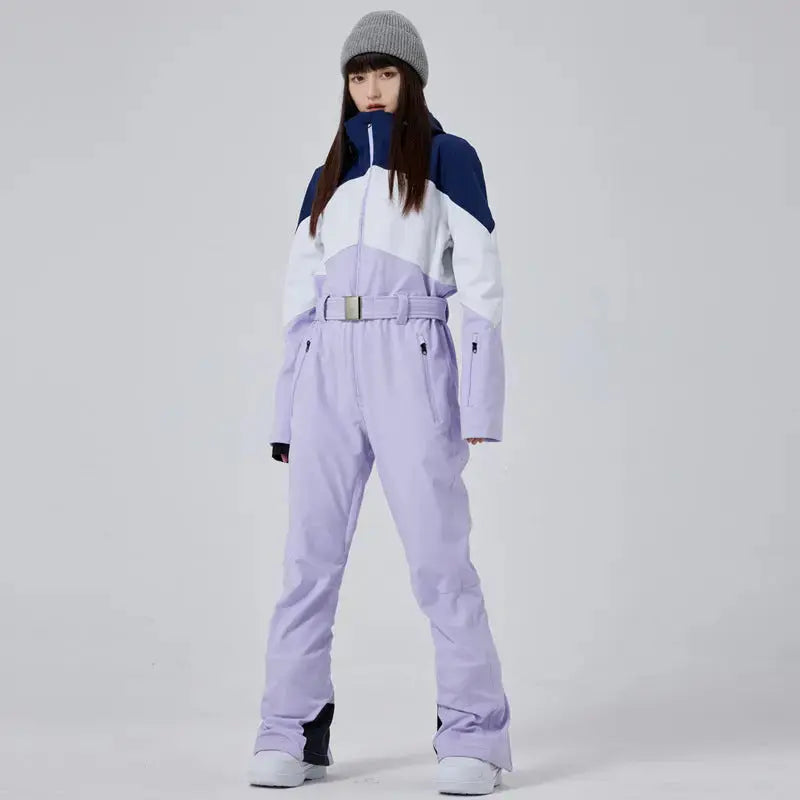 Women’s Hooded Winter Snow Jumpsuit One Piece Snowwear Suit