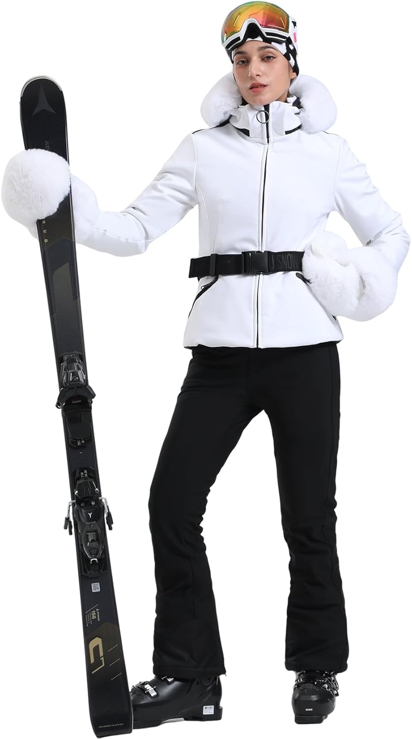 Women's Ski Jacket Snowboard Warm Winter Short Slim Snow Coat Jacket