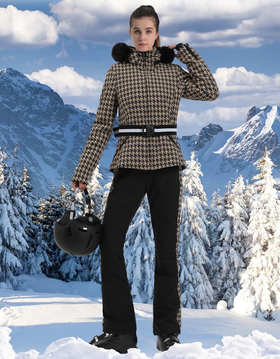Women's Ski Jacket Snowboard Warm Winter Short Slim Snow Coat Jacket