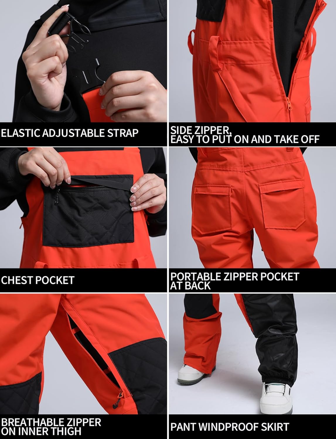 Womens Ski Bibs Snowboard Pants Snow Overalls Waterproof Windproof Winter Outdoor Sports