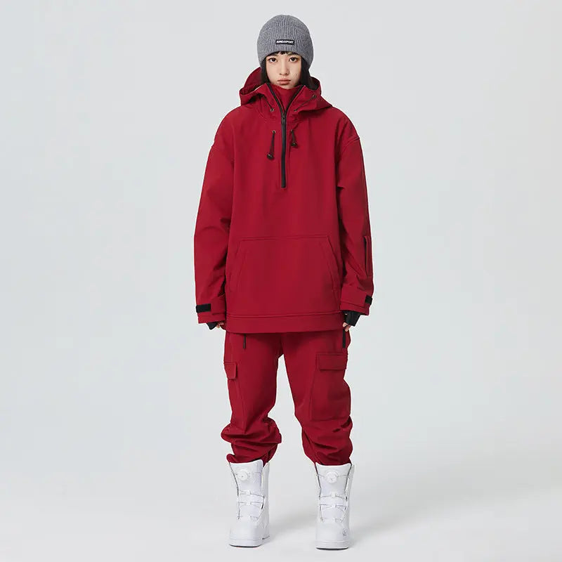 Women’s 2 Piece Ski Suit Set with Hoodie Jacket and Loose Pants