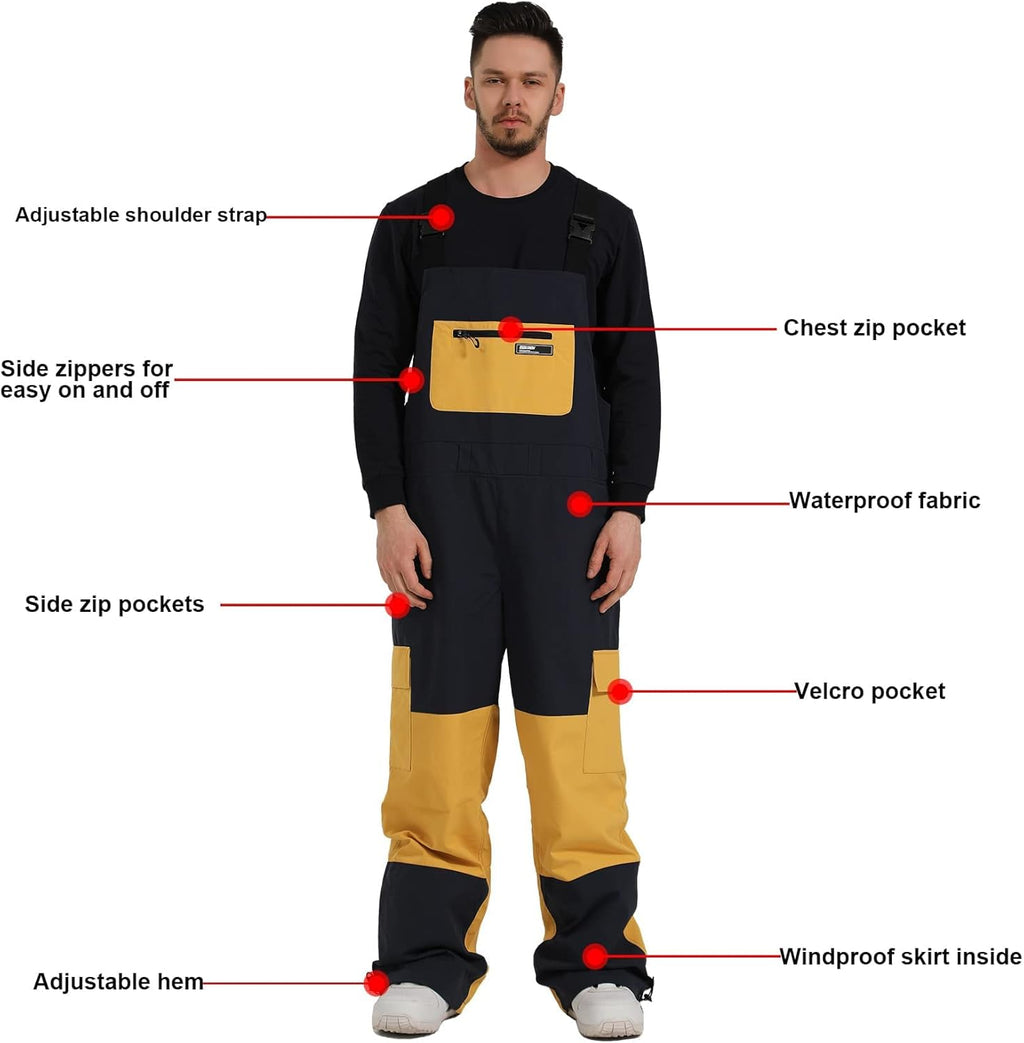 Women Men Ski Bibs Snowboard Pants Snow Bibs