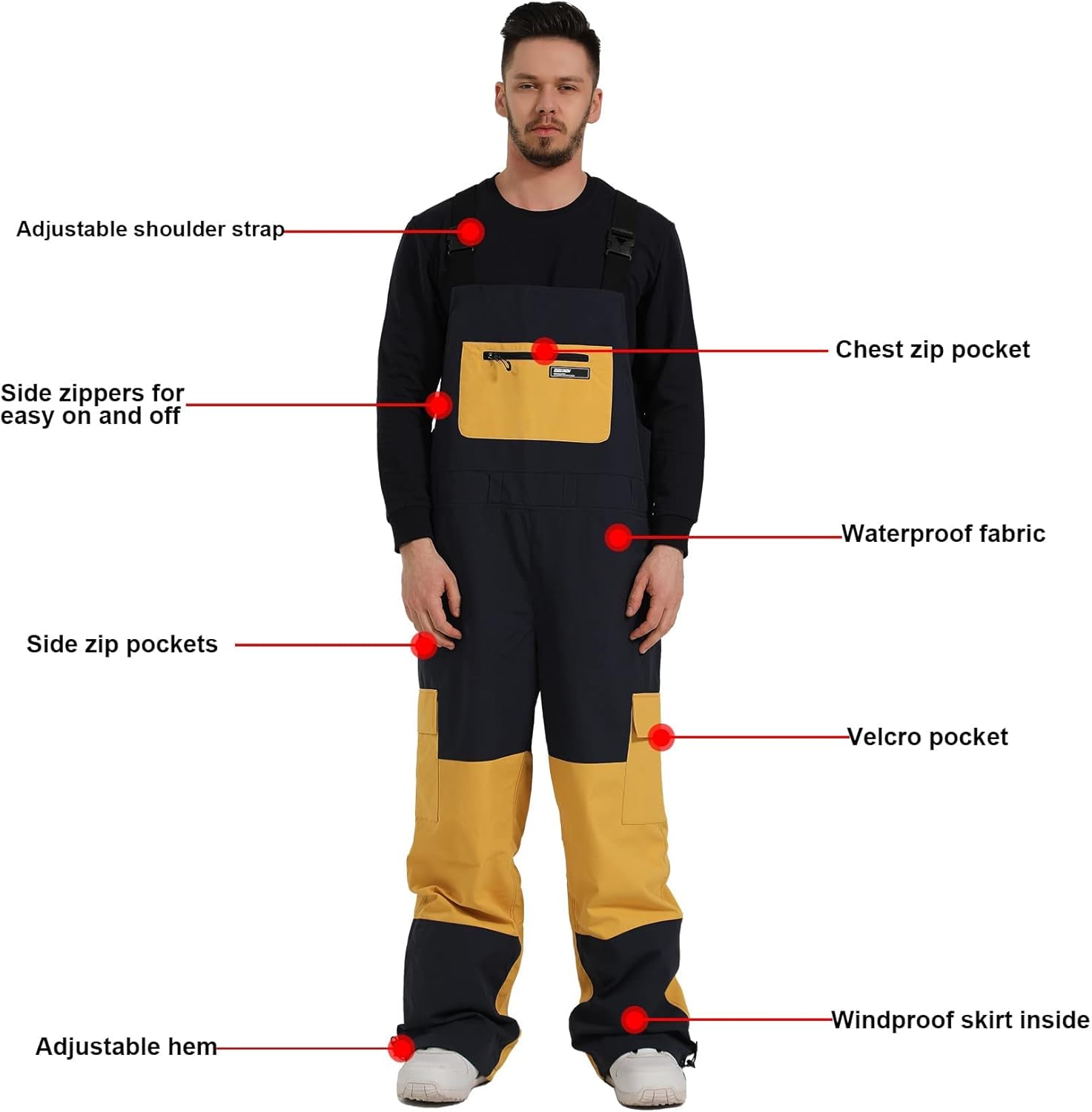 Women Men Ski Bibs Snowboard Pants Snow Bibs