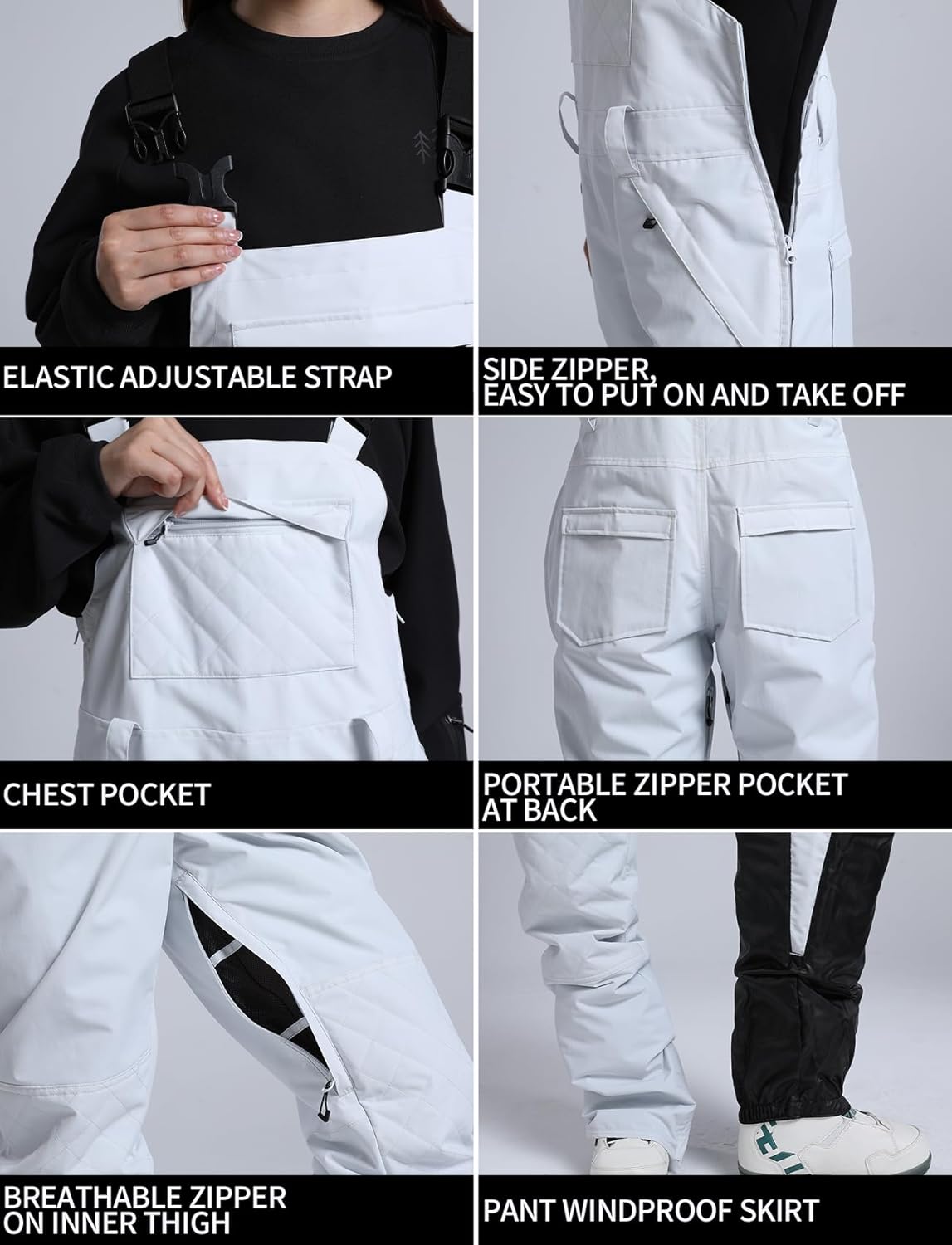 Womens Ski Bibs Snowboard Pants Snow Overalls Waterproof Windproof Winter Outdoor Sports